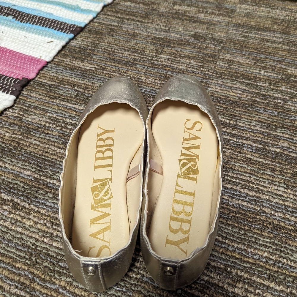 Sam & Libby Slip On Ballet /Loafer Flats Shoes Women's Silver Size 8